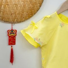 Set áo dài họa tiết thêu tay nơ và váy cho bé gái Nexxi Kids Fasshion