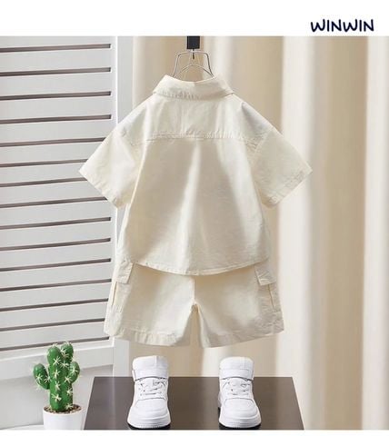 Set Sơ Mi Linen Cổ Bẻ Túi Logo Vogue Phong Cách Hàn Quốc Bé Trai Nexxi