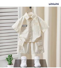 Set Sơ Mi Linen Cổ Bẻ Túi Logo Vogue Phong Cách Hàn Quốc Bé Trai Nexxi