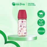 Bình Sữa Moyuum Chính Hãng - Họa Tiết Trái Tim Đỏ - 270ml
