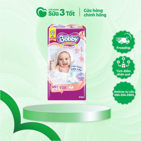 Bỉm Bobby - Miếng Lót - NB1 -108M (< 5Kg)