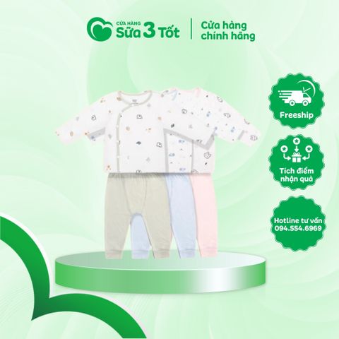 Bộ Sơ Sinh Cài Lệch Dài Tay - Bolly