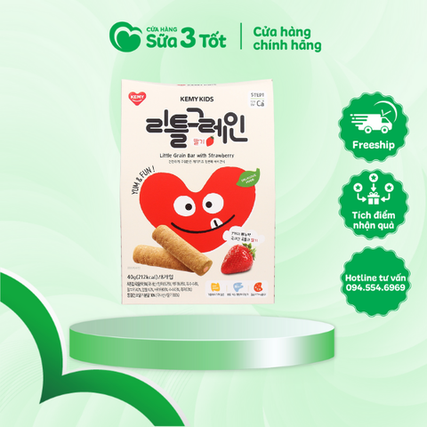 Bánh Ăn Dặm Ngũ Cốc Kemy Kids - Vị Dâu - Gói 40g