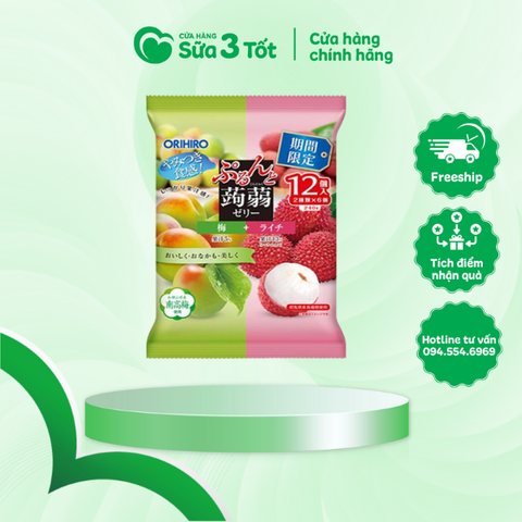 Thạch Trái Cây Orihiro - Nhật - Mix Vị Mơ - Vải - 240g