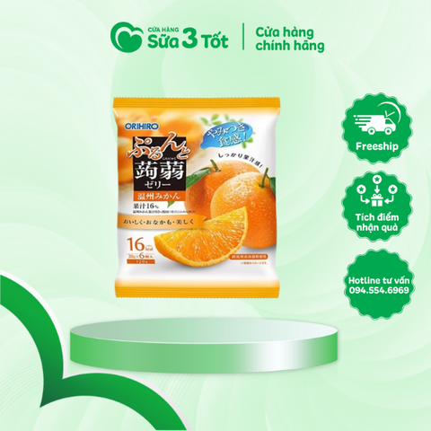 Thạch Trái cây Orihiro - Nhật - Vị Cam - Gói 120g (20 x 6g)