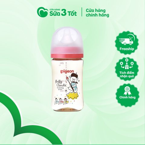 Bình Sữa Pigeon PPSU Plus - Hình Gấu - Nhật Bản - 240ml