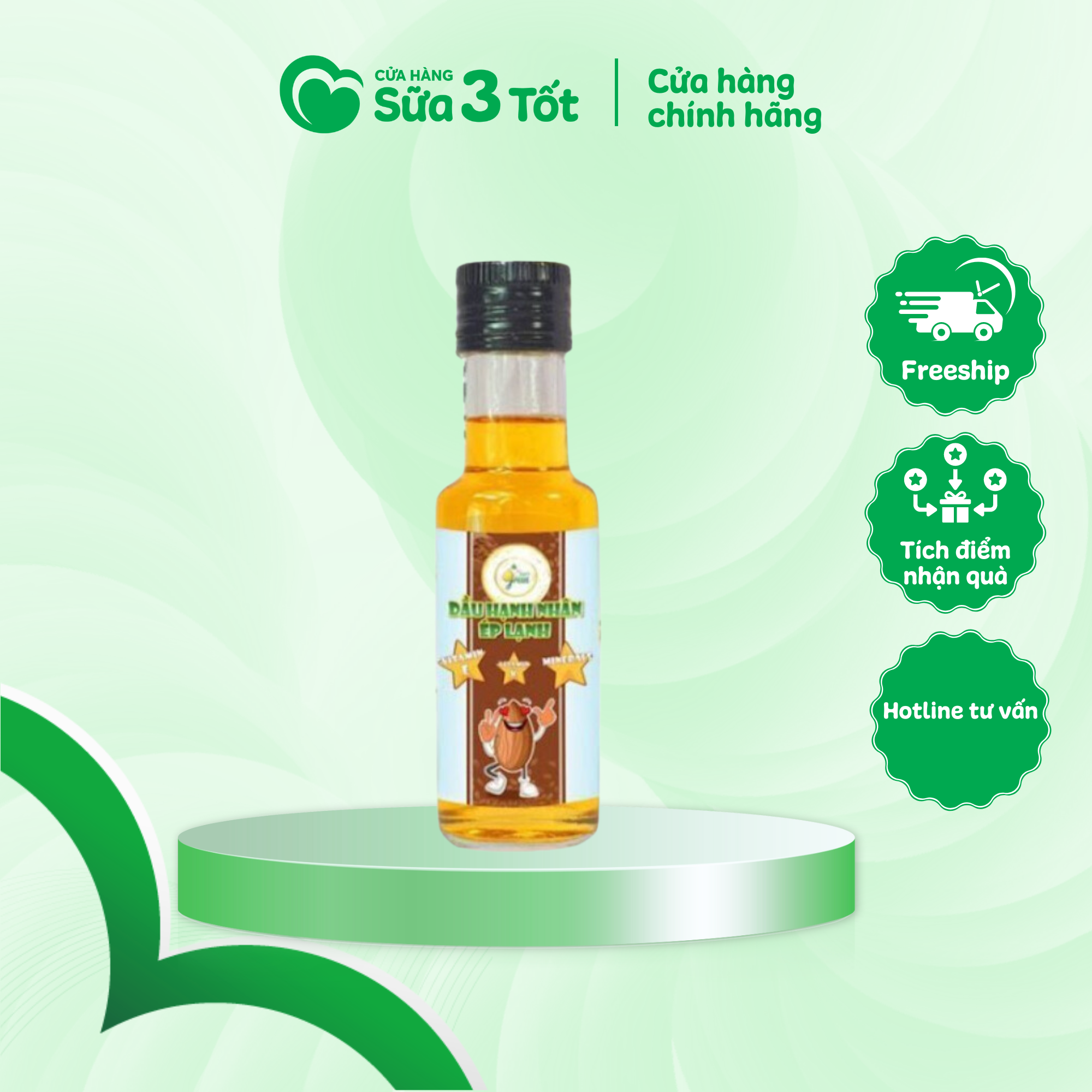 Dầu Ăn Dặm Hạnh Nhân Ép Lạnh Supergreen - Chai 60Ml