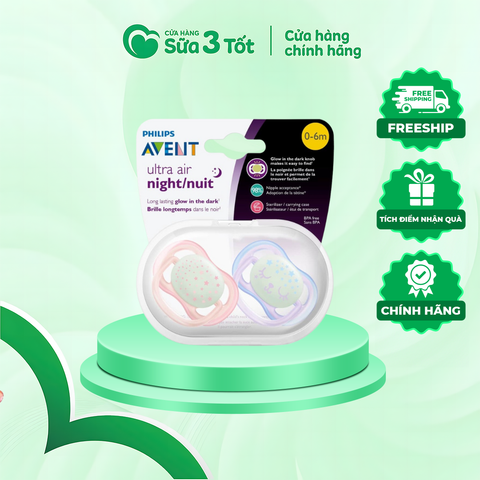 Ty Ngậm Event Siêu Mềm Ban Đêm (0-6M) - Màu Hồng - Set 2 Chiếc