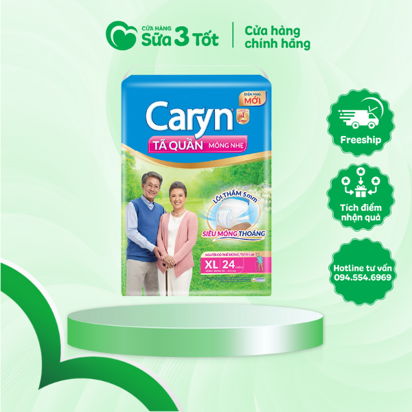 Bỉm Caryn - Quần - XL24 - (Vòng Hông Từ 90 - 125Cm)