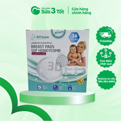 Thấm Lót Sữa Attoon 3D - 36+4 Miếng