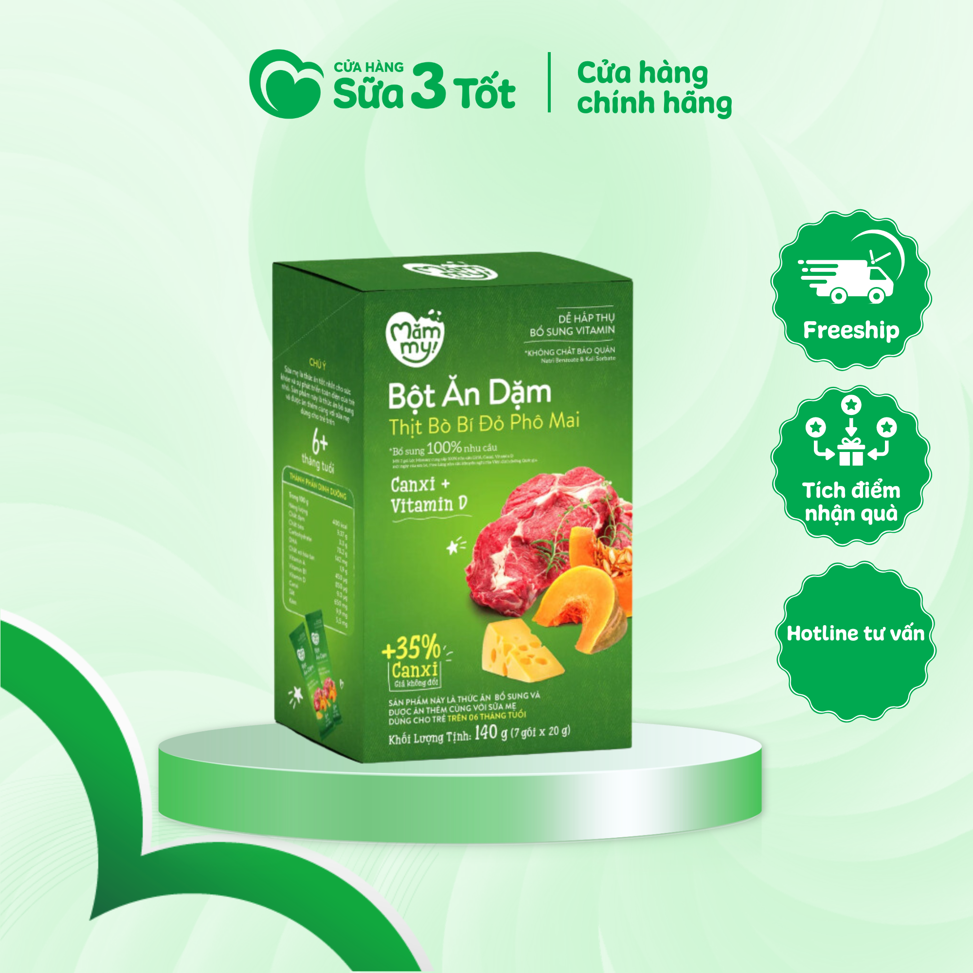 Bột Ăn Dặm Mămmy - Bò Bí Đỏ Phô Mai - 140g