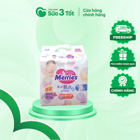 Bỉm Merries - Dán - NB76+6 (<5kg) - Nội Địa Nhật