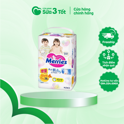 Bỉm Merries - Quần - XL38+6 (12-22Kg) - Nội Địa Nhật