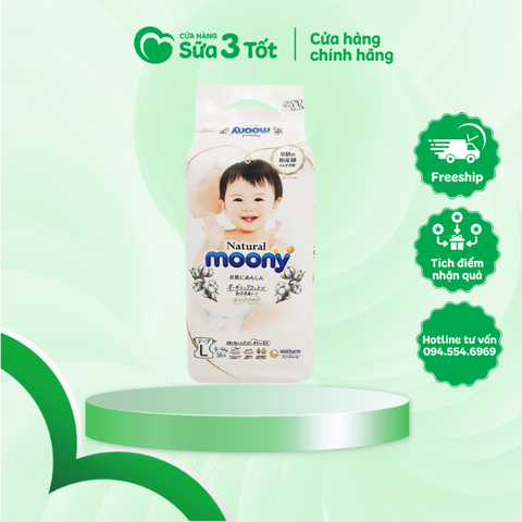 Bỉm Moony Natural - Dán - L38 ( 9-14Kg)- Nội Địa Nhật