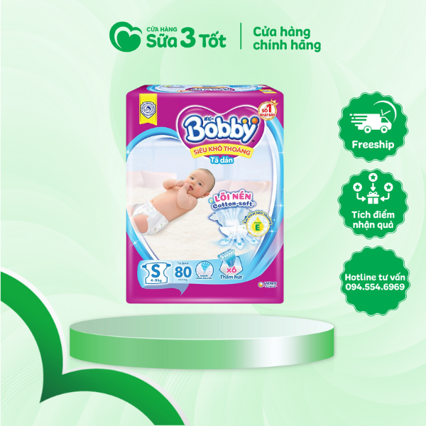 Bỉm Bobby - Dán - S80 (4 - 8Kg)