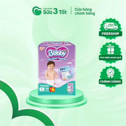 Bỉm Bobby - Quần- L70+6 (9-14Kg )