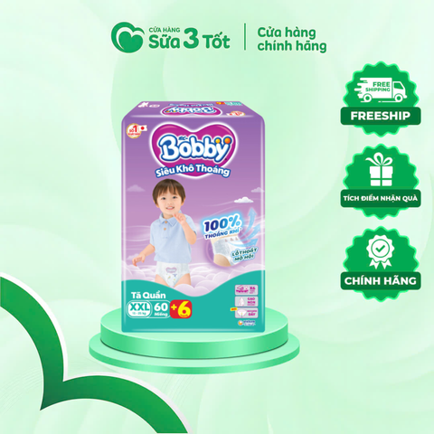 Bỉm Bobby - Quần- XXL60+6 ( 15-25kg )