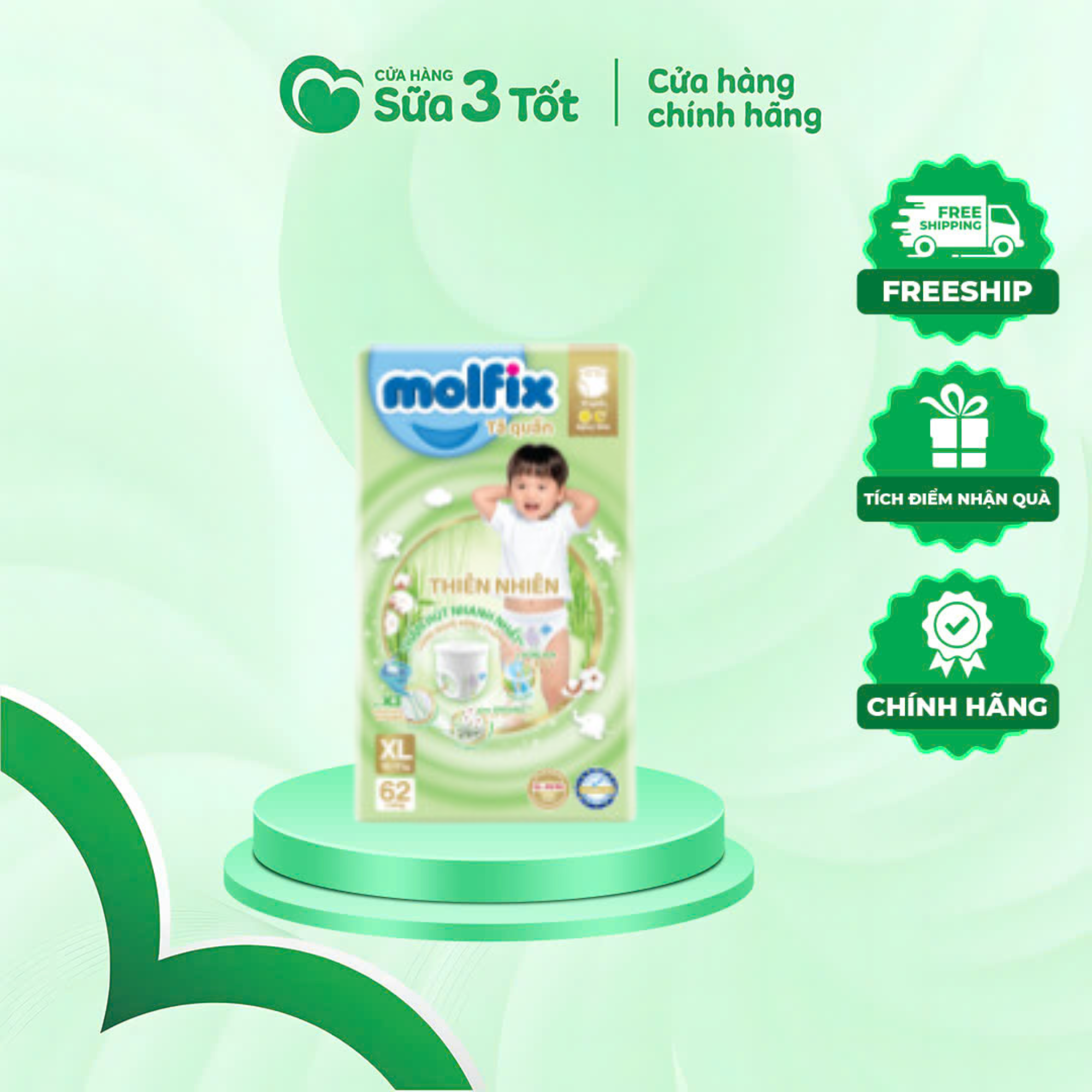 Bỉm Molfix - Quần - XL62+8 ( 12-17kg)