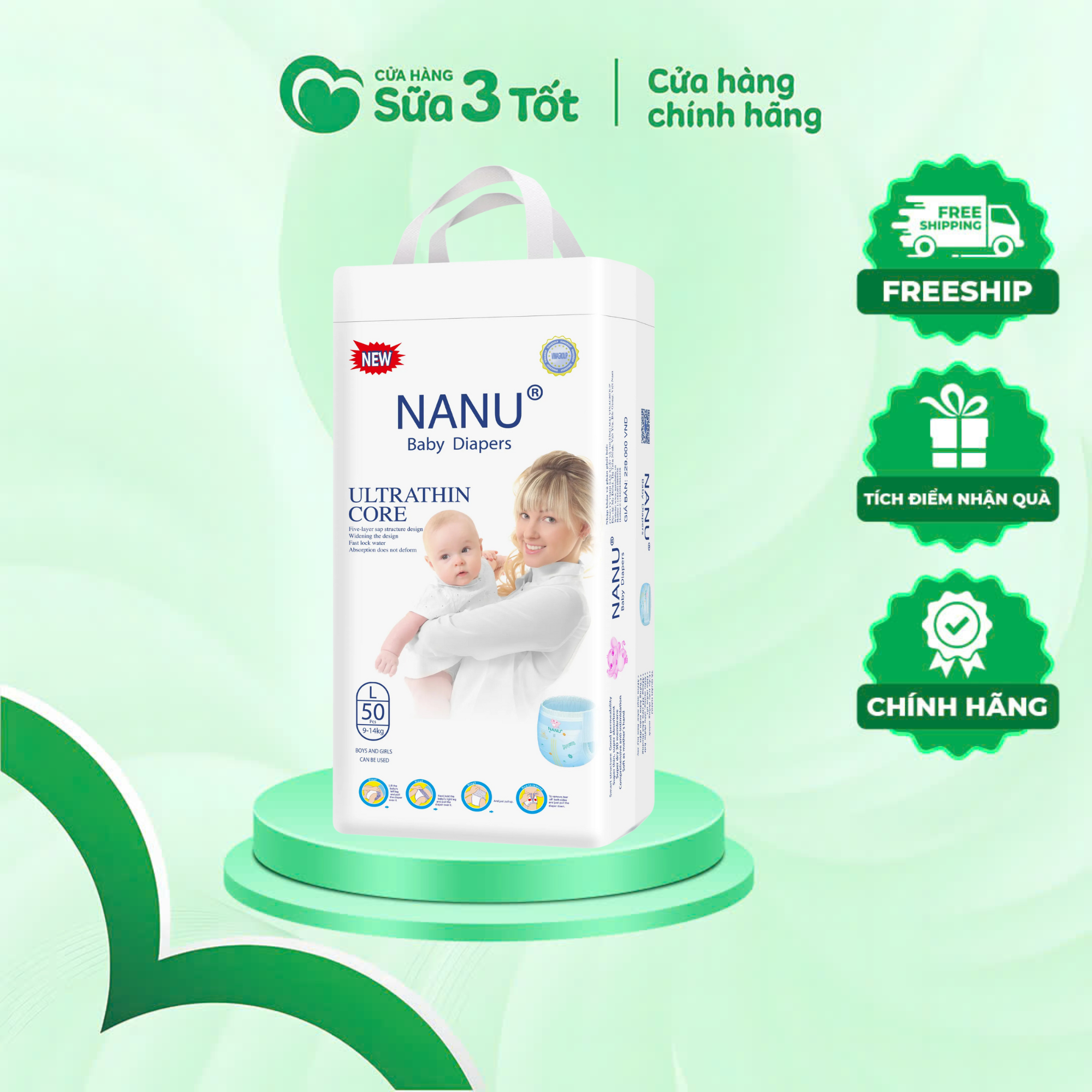 Bỉm Nanu - Quần - L50 (9-14Kg)