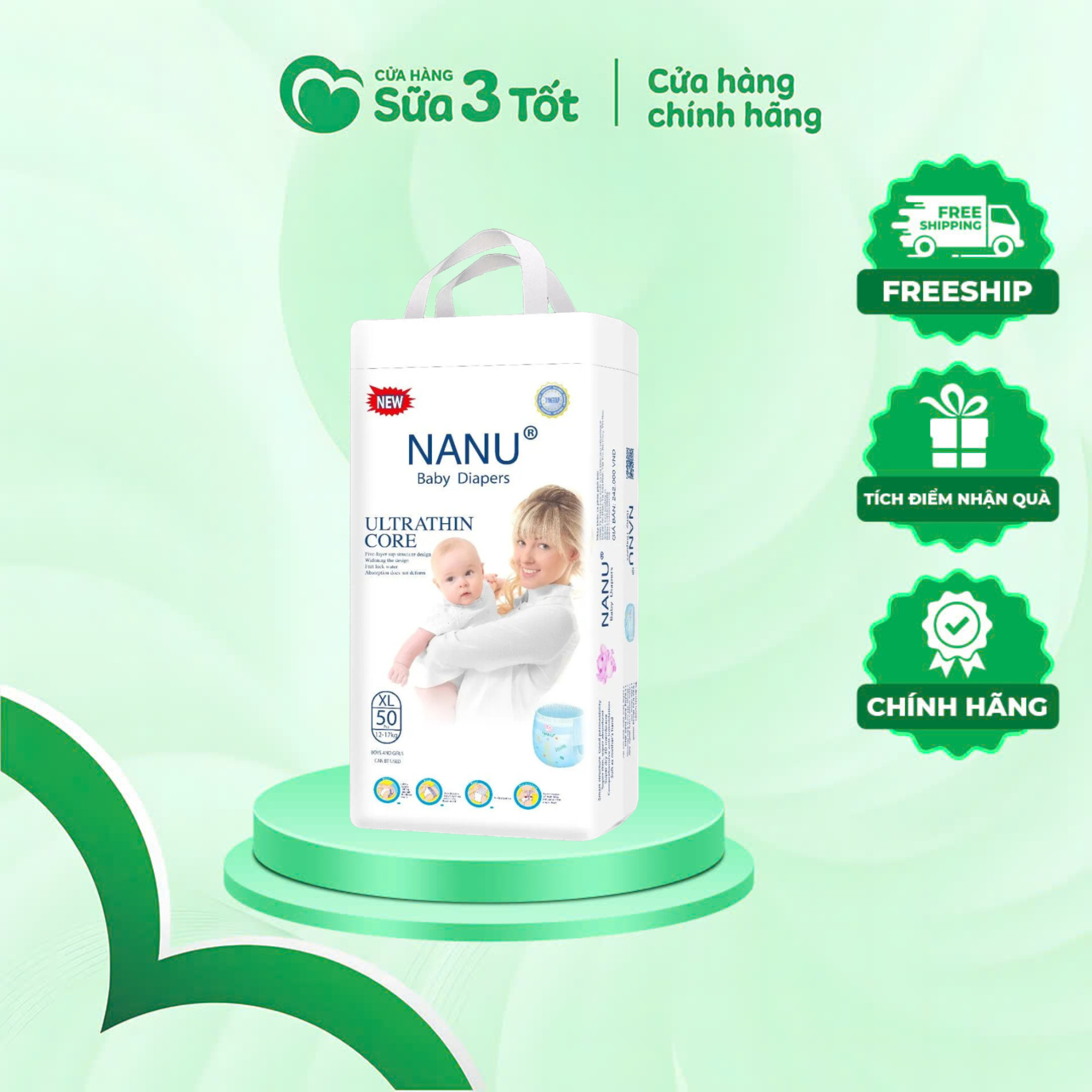 Bỉm Nanu - Quần - XL50 (12-17Kg)