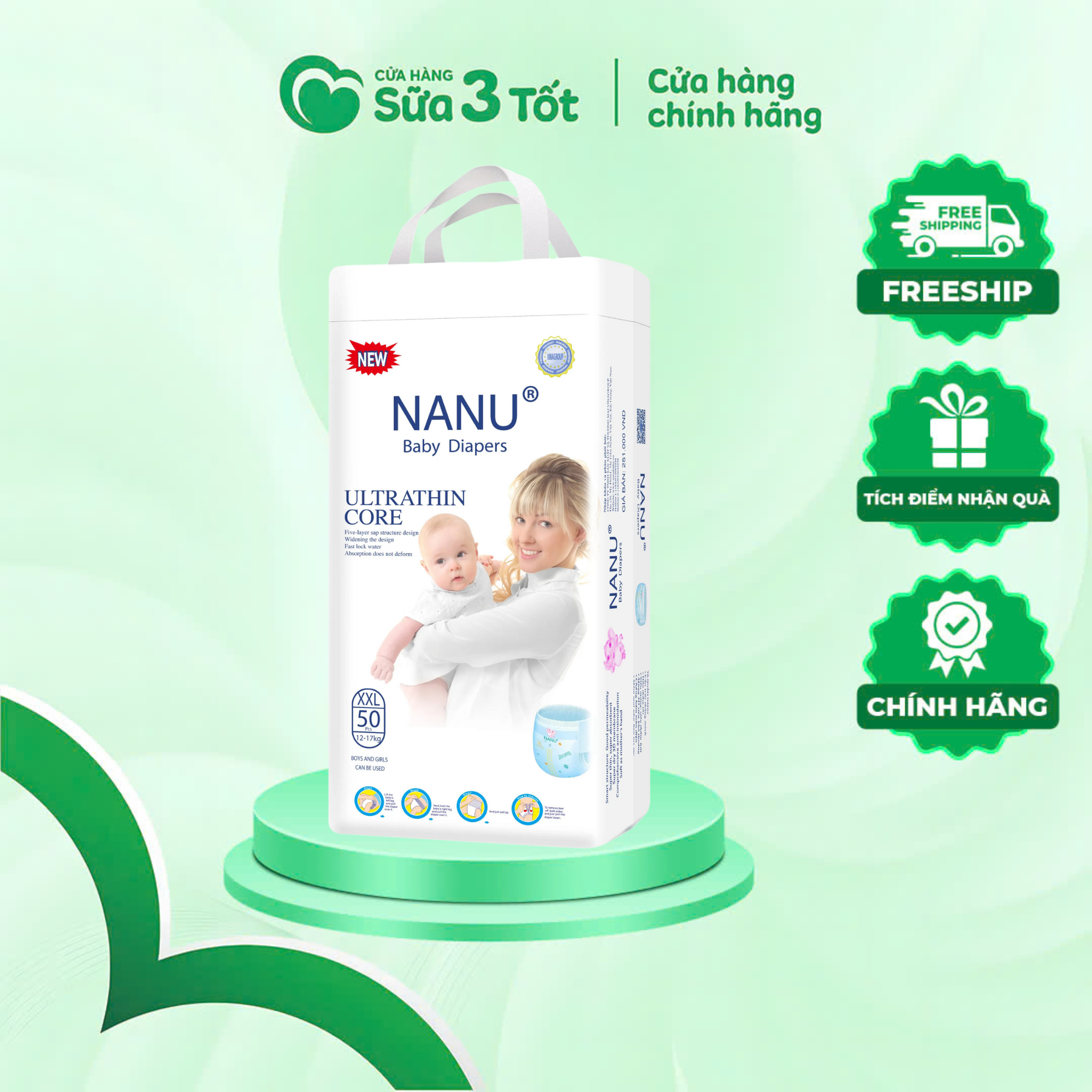 Bỉm Nanu - Quần - XXL50 (15-19Kg)