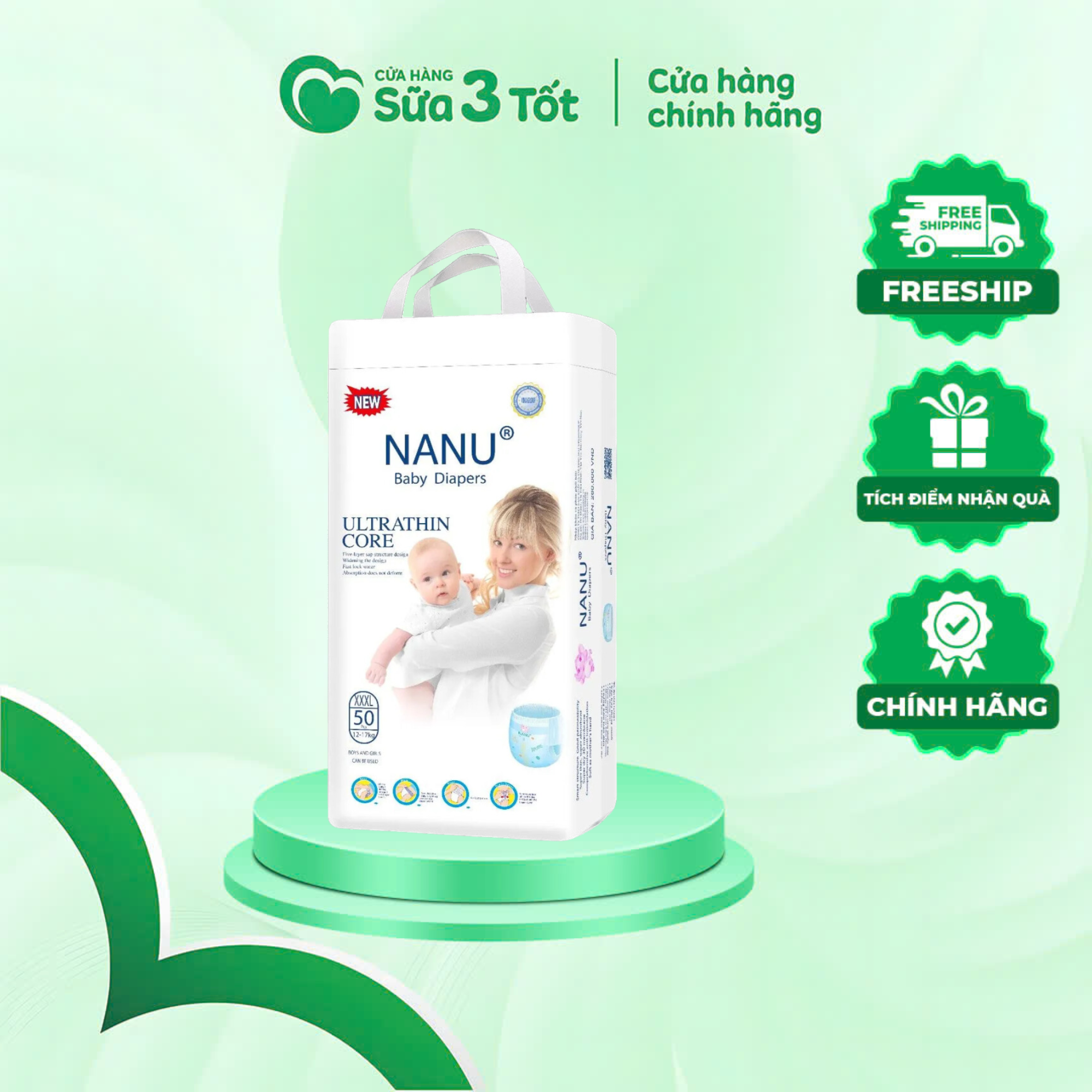 Bỉm Nanu - Quần - XXXL50 (17-23Kg)