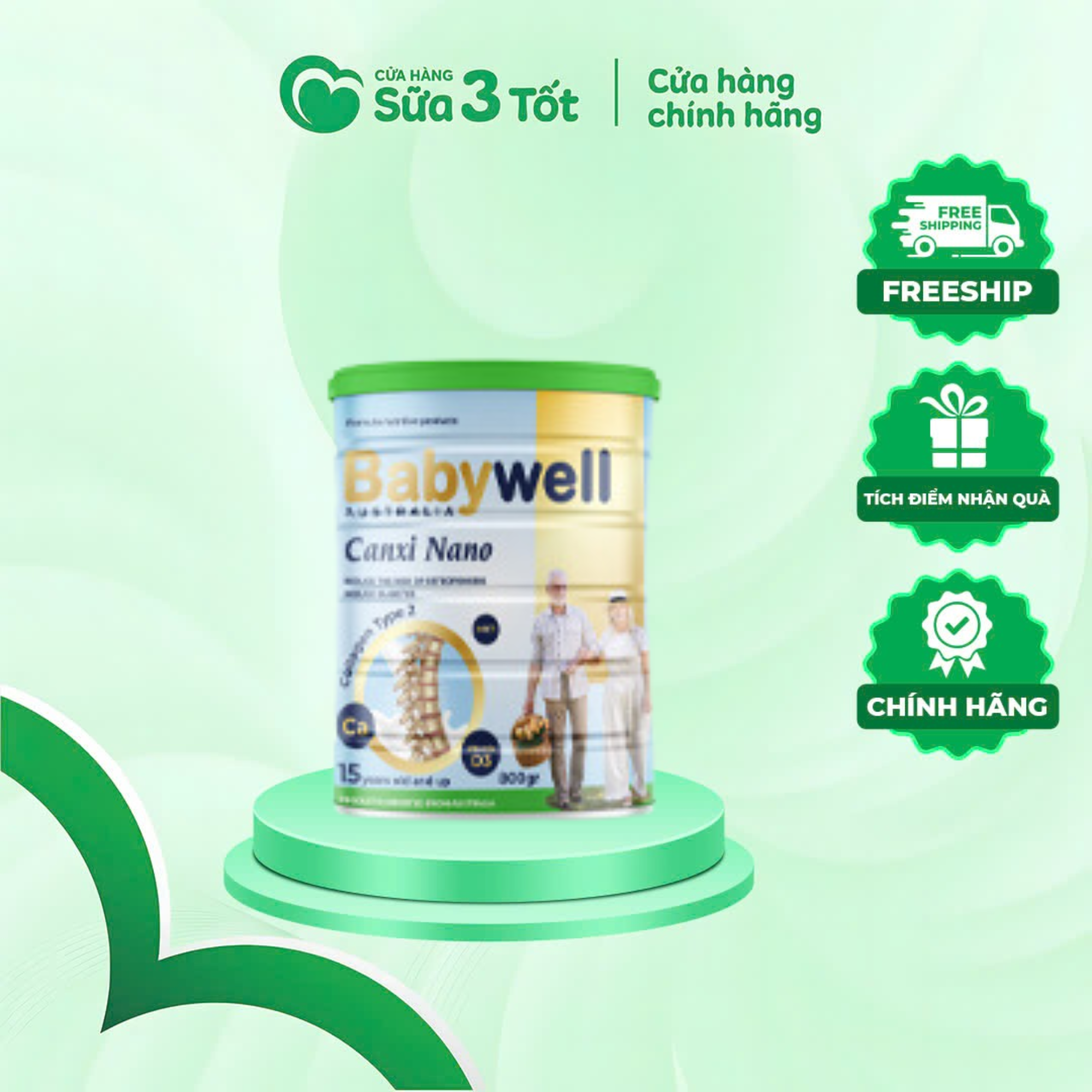 Sữa Bột Baby Well Canxi Nano ( 15 Tuổi Trở Lên ) - Lon 800G