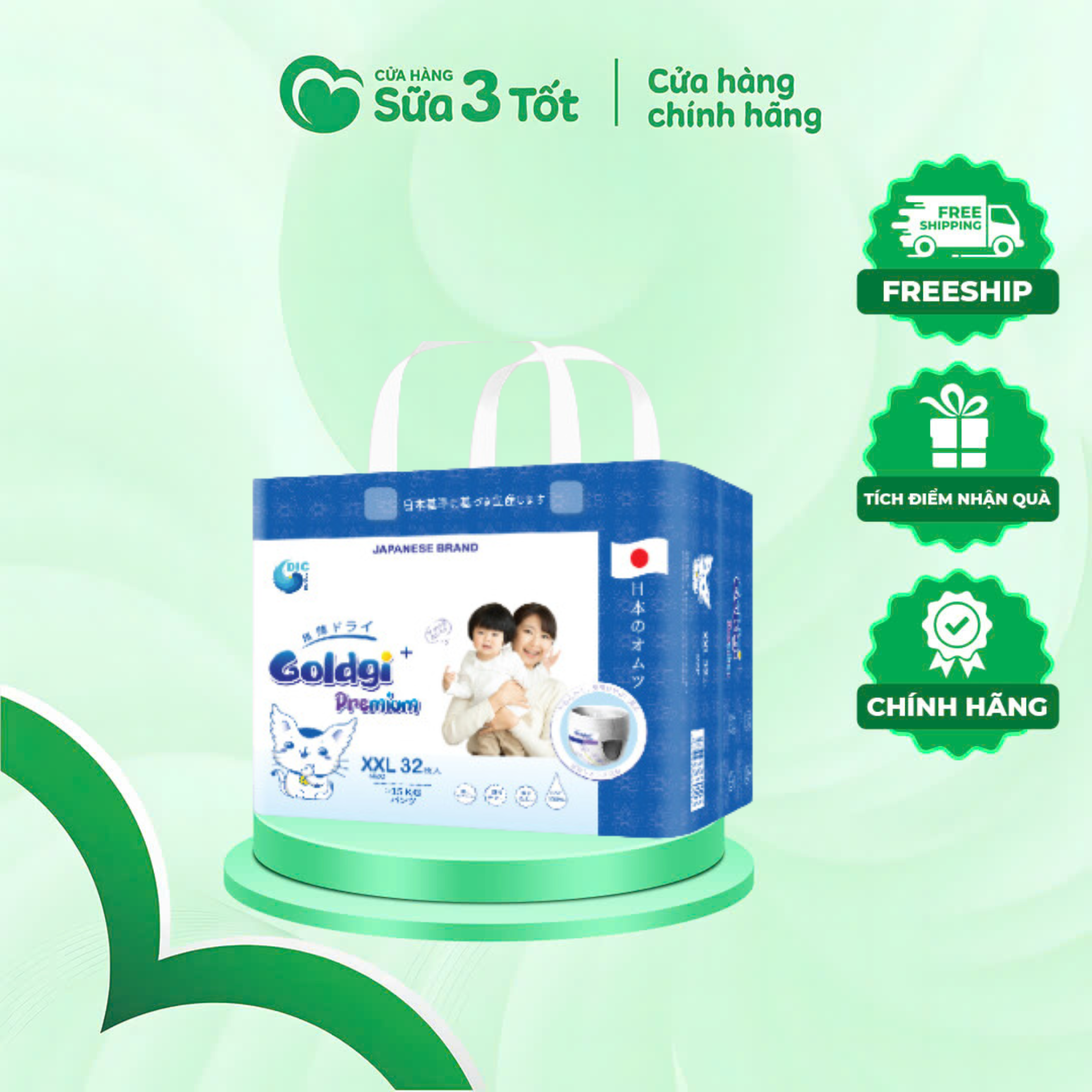 Bỉm Goldgi - Quần - XXL 32 - (Trên 15Kg)