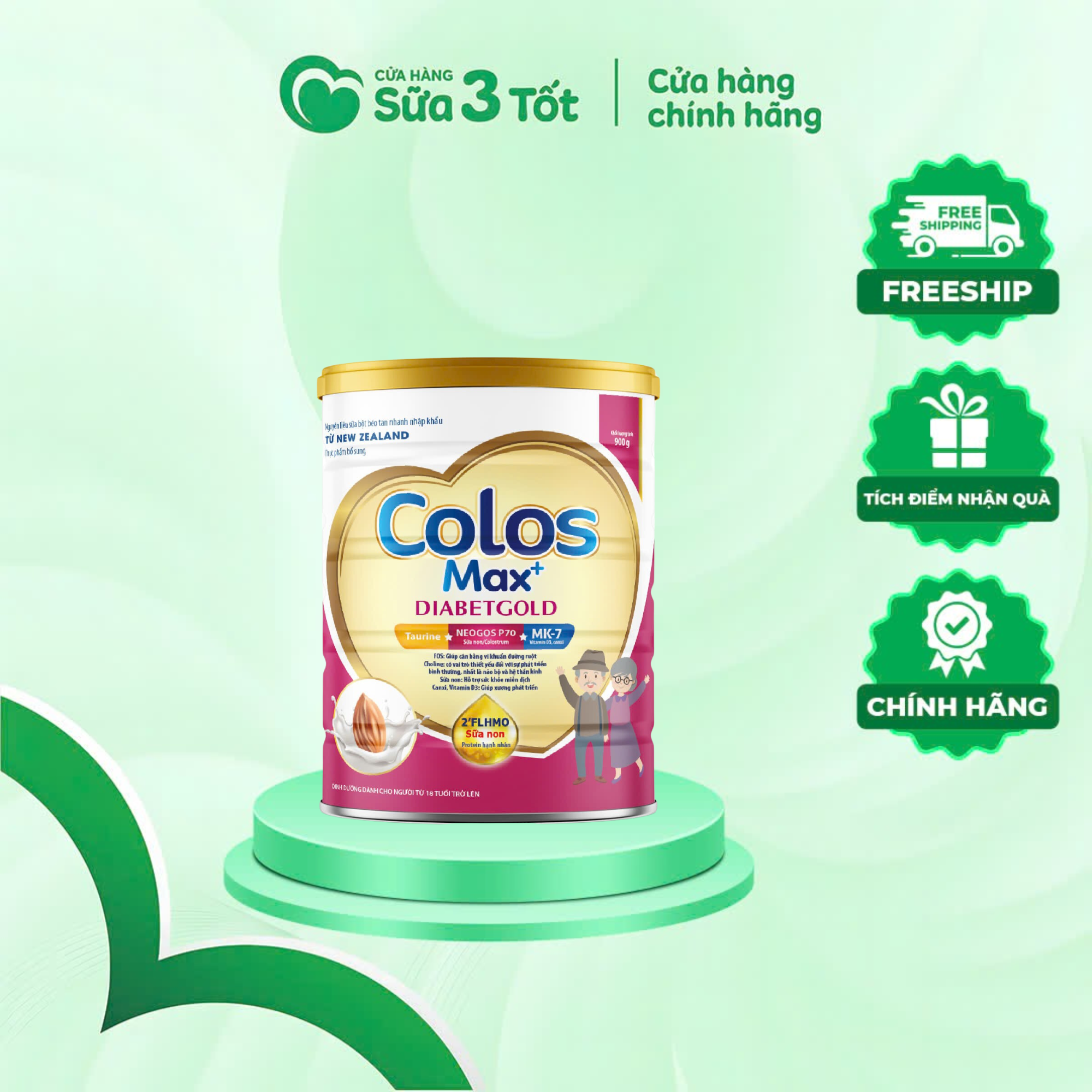 Sữa Bột Colos Max + Diabest gold ( Dành Cho Người Tiểu Đường ) - Lon 900G