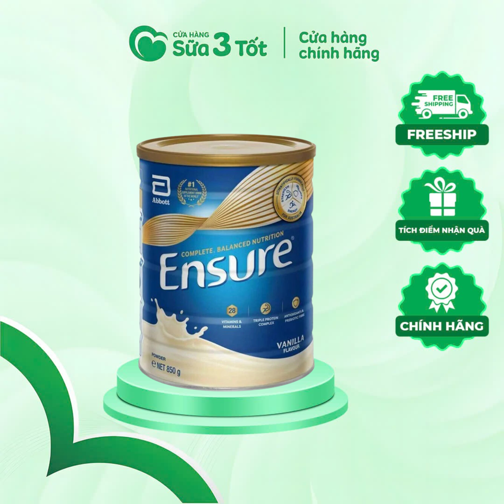 Sữa Bột Ensure Úc Vị Vanilla - Lon 850G