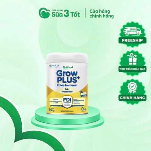 Sữa Bột Nutifood Grow Plus+ Colos Immunel Thụy Điển 0+ - Lon 800g
