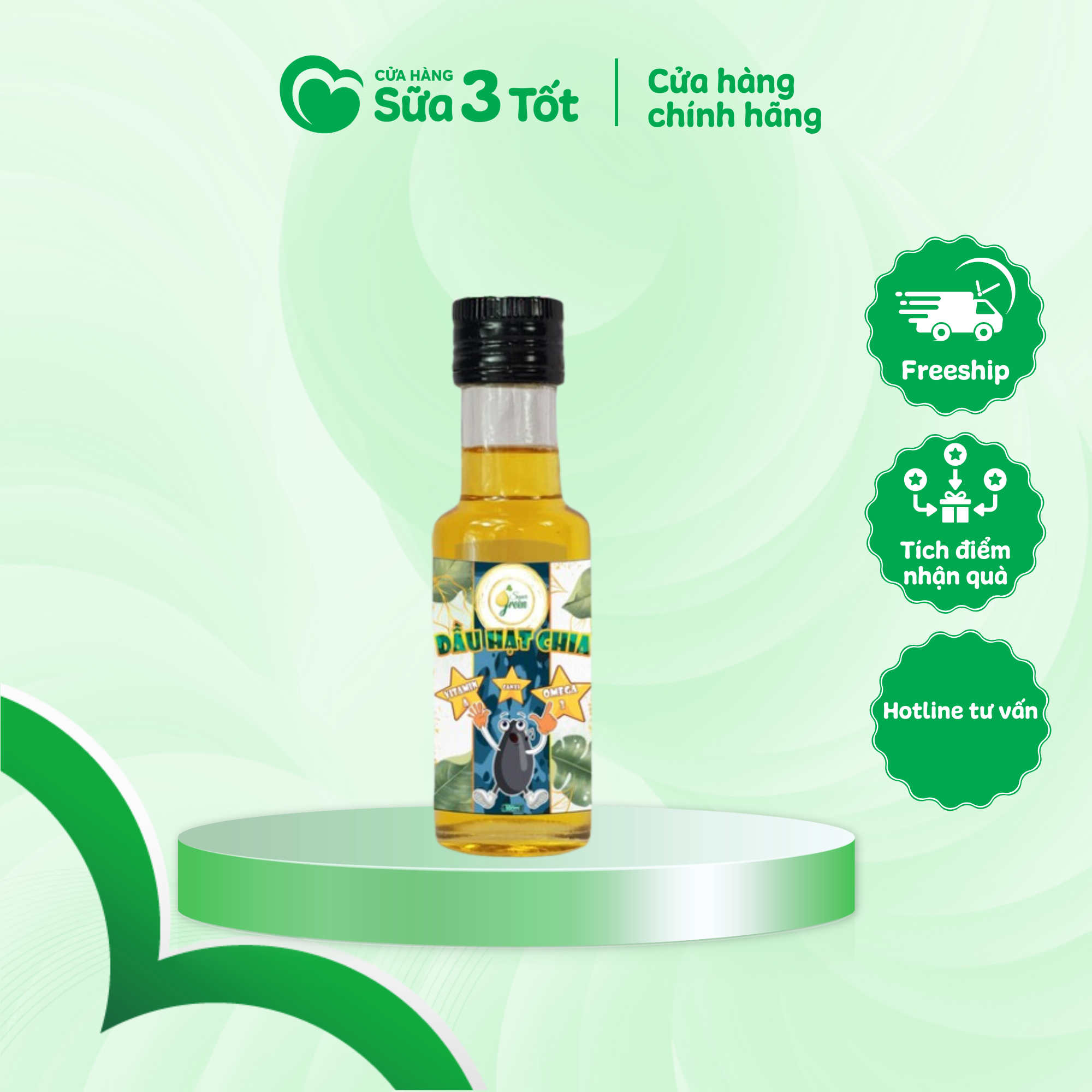 Dầu Ăn Dặm Hạt Chia Supergreen - Chai 100Ml