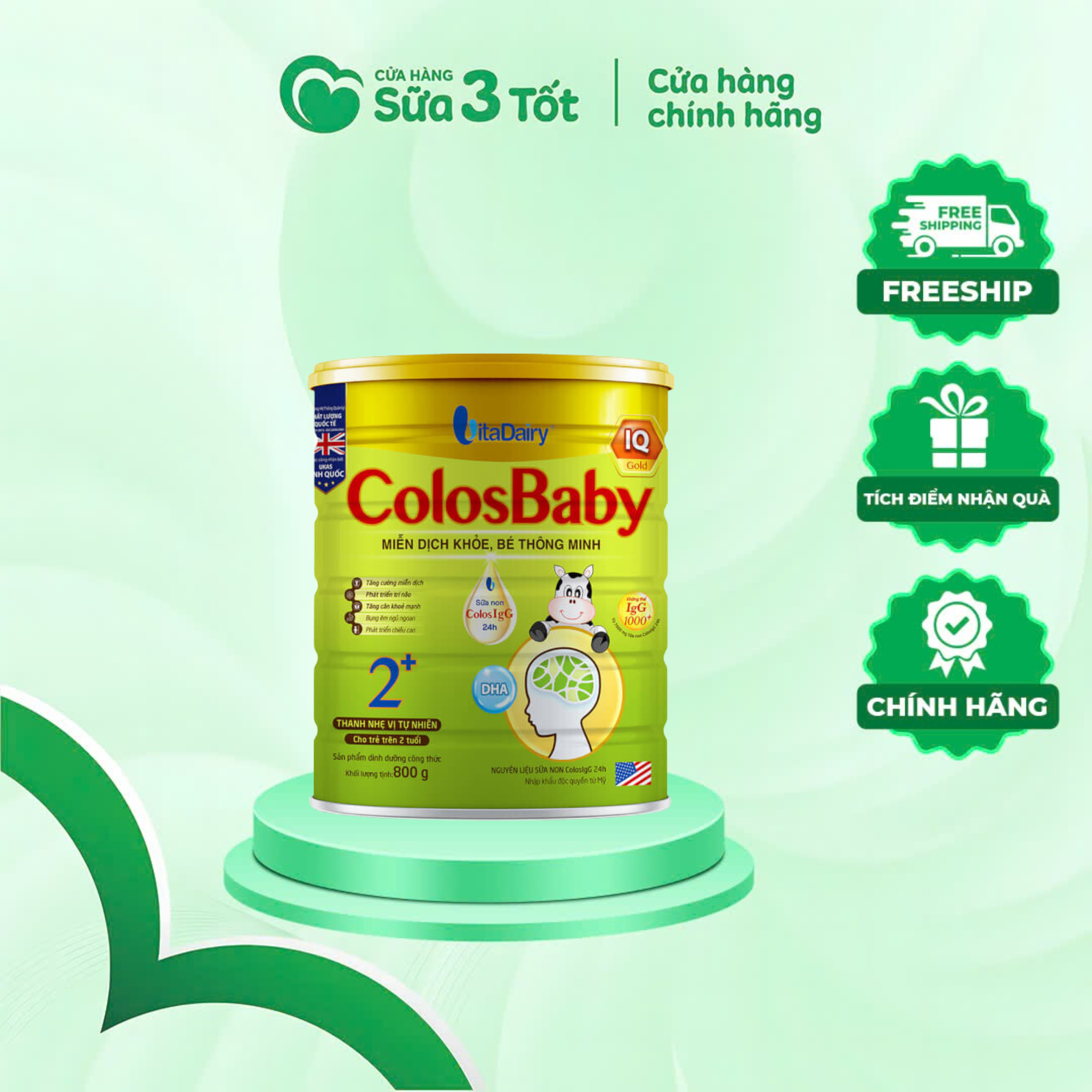 Sữa Bột ColosBaby IQ Gold 2+ (Trẻ Trên 2 Tuổi) - Lon 800g