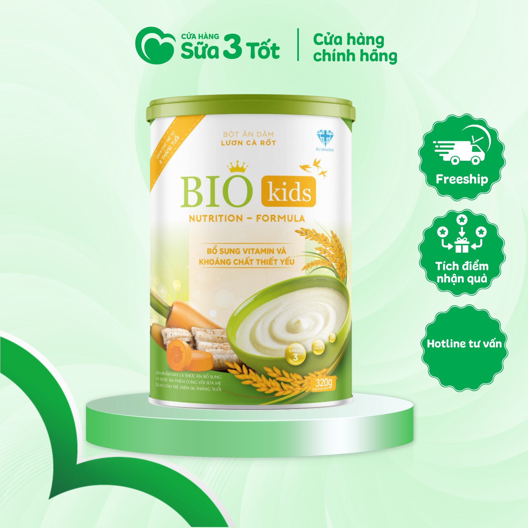 Bột Ăn Dặm Bio Kids - ( 6m +) - Vị Lươn Rau Củ - Lon 320g