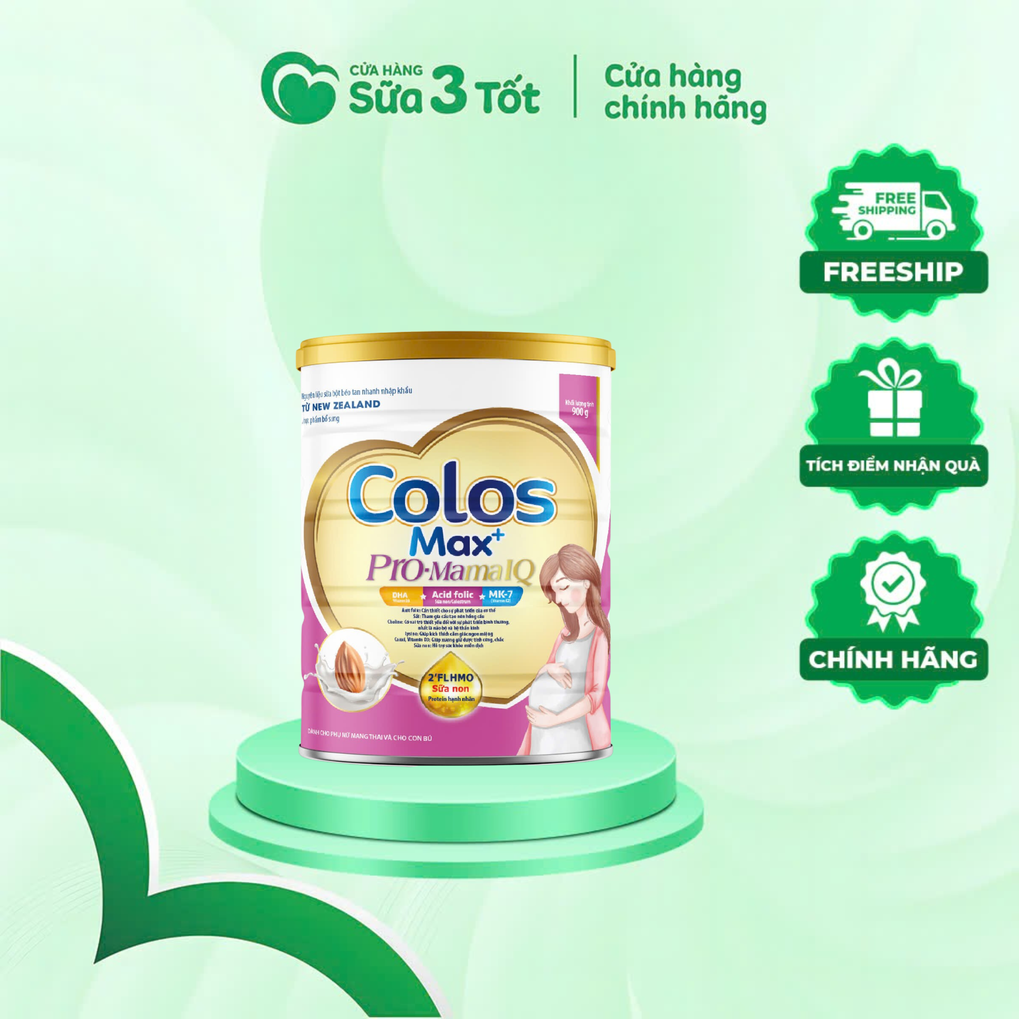 Sữa Bột Colos Max + Pro Mama Iq ( Phụ Nữ Mang Thai Và Cho Con Bú ) - Lon 900G