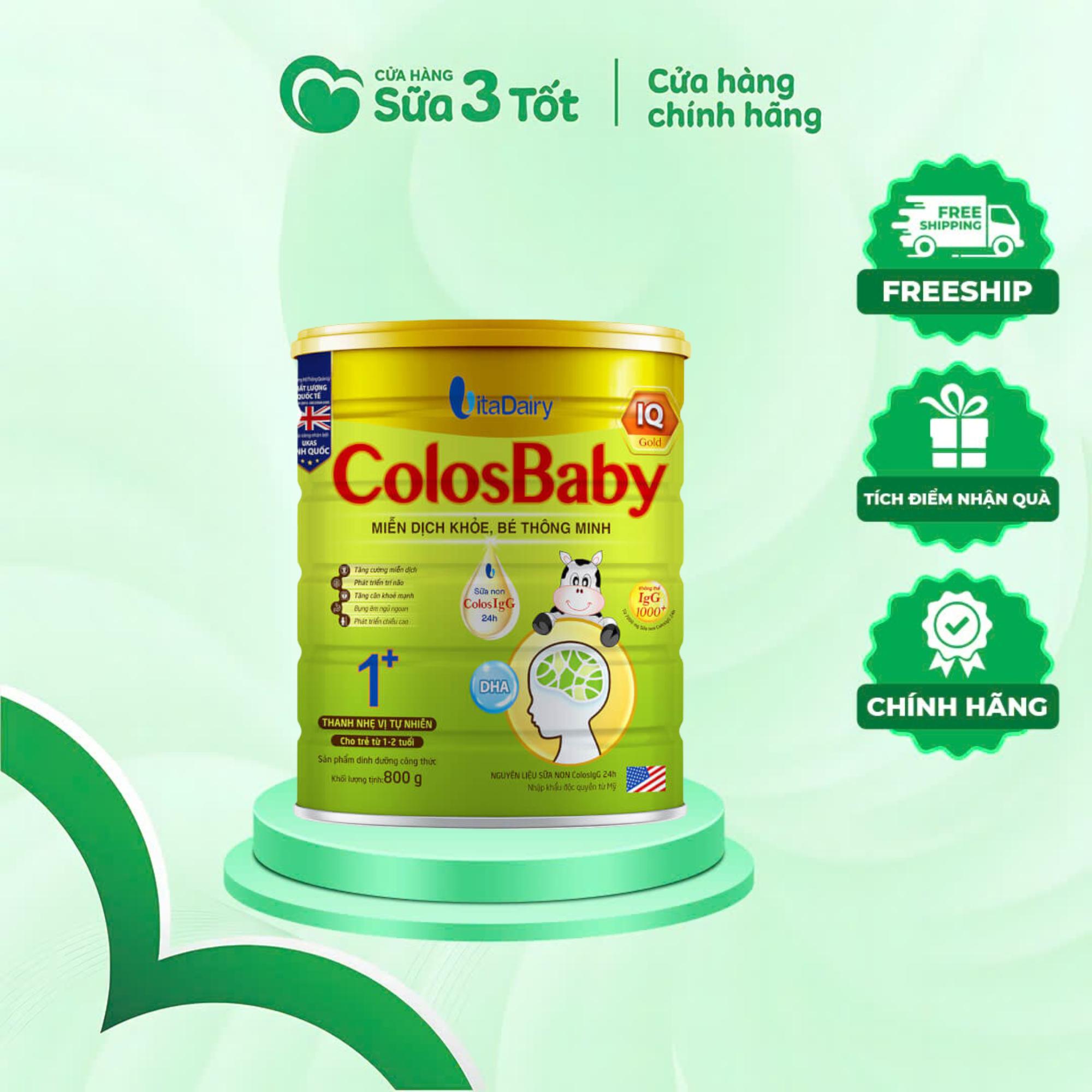 Sữa Bột Colosbaby IQ Gold 1+ (Trẻ Từ 1-2 Tuổi) - Lon 800g