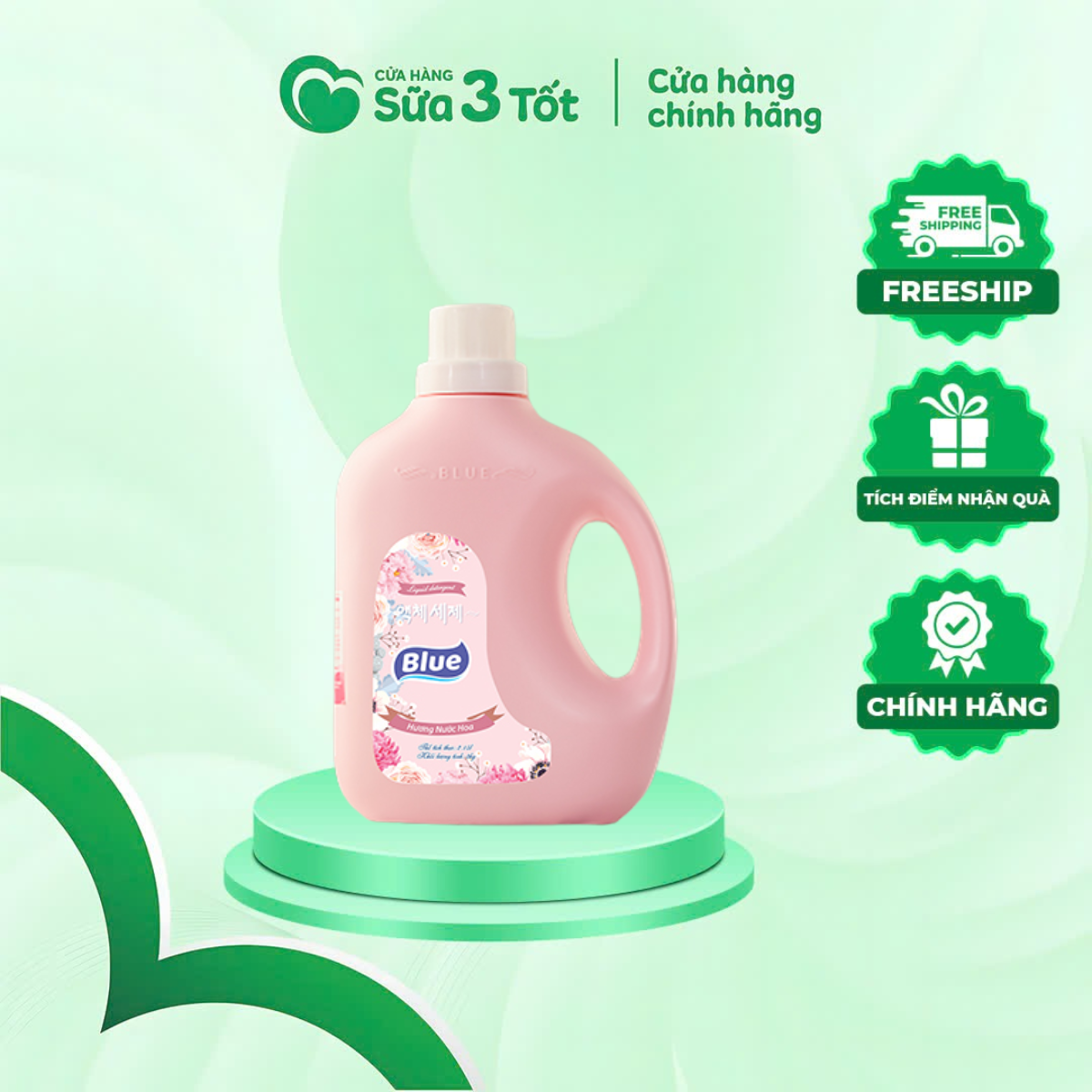 Nước Giặt Blue Hương Nước Hoa Màu Hồng - Chai 2Kg