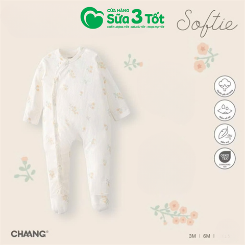 Bộ Body Dài Tay Cúc Chéo Nature Hoa Nhí Trắng (6M+) - Chaang