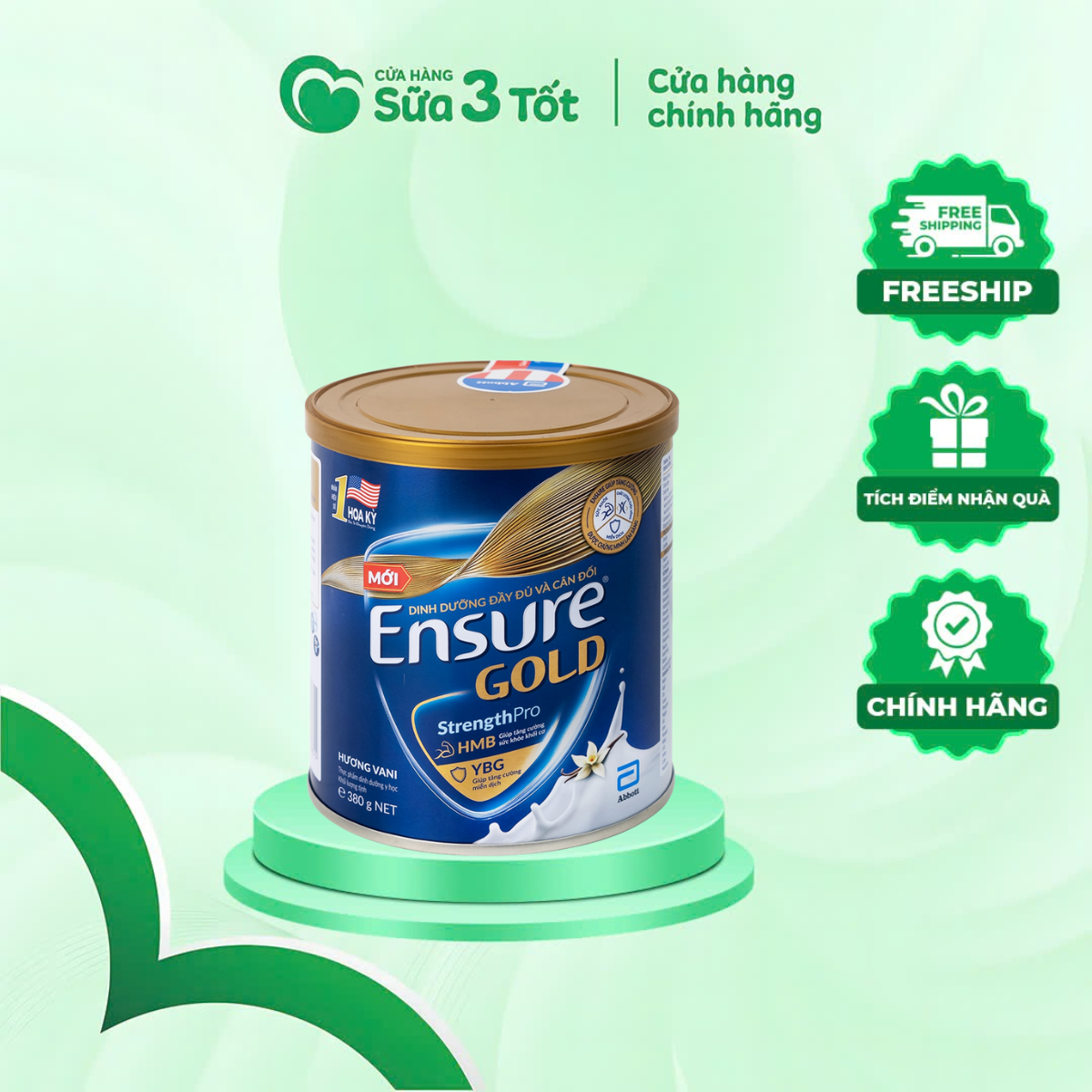 Sữa Bột Ensure Gold Vị Vani - Lon 380G