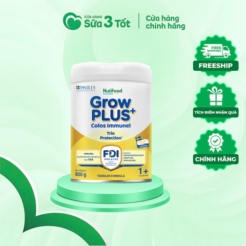 Sữa Bột Nutifood Grow Plus+ Colos Immunel Thụy Điển 1+ - Lon 800g