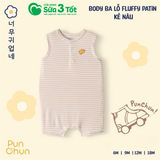 Bộ Ba Lỗ Fluffy Patin Kẻ Nâu (9M+) - Pun Chun