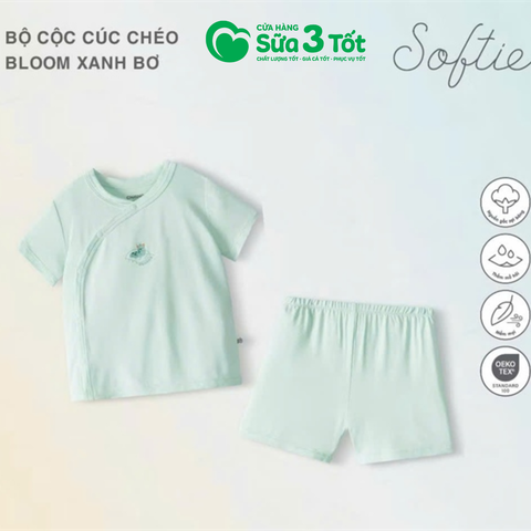 Bộ Cộc Tay Cúc Chéo Bloom Xanh Bơ (3M+) - Chaang