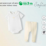 Bộ Body Chip Cộc Tay Cổ Bèo Bloom Trắng Vàng (6M+) - Chaang