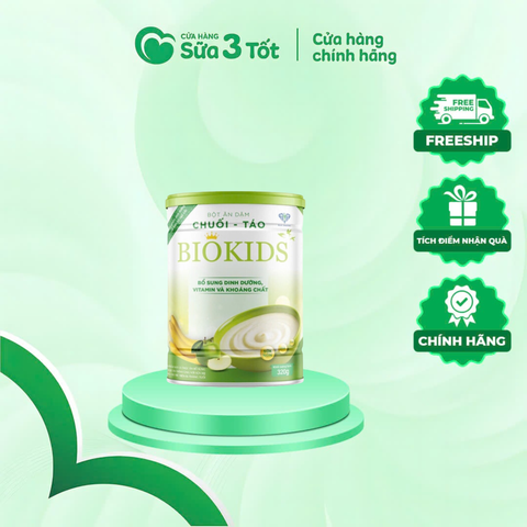 Bột Ăn Dặm Bio Kids - ( 6m +) - Vị Chuối Táo - Lon 320g