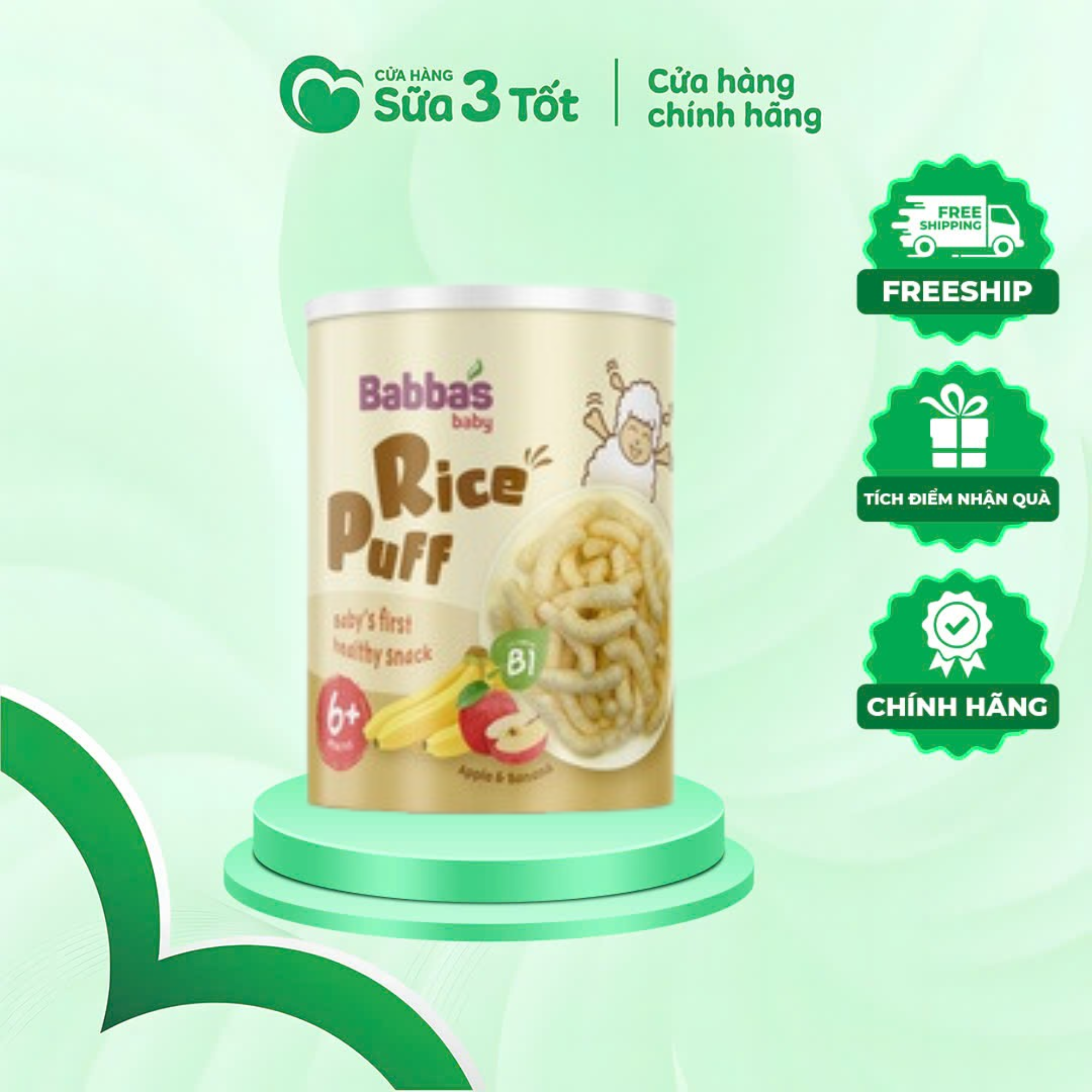 Bánh Ăn Dặm Babba's Baby Vị Táo Chuối - 45G