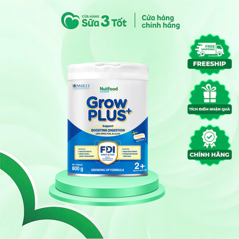 Sữa Bột Nutifood Grow Plus Xanh - Tiêu Hóa Khỏe 2+ - Lon 800g