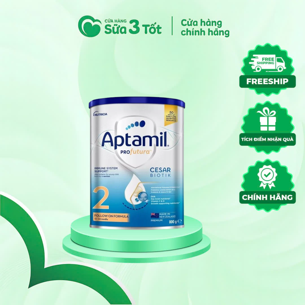 Sữa Bột Aptamil CesarBiotik Số 2 ( Từ 12-24 Tháng) - New Zealand - 800g