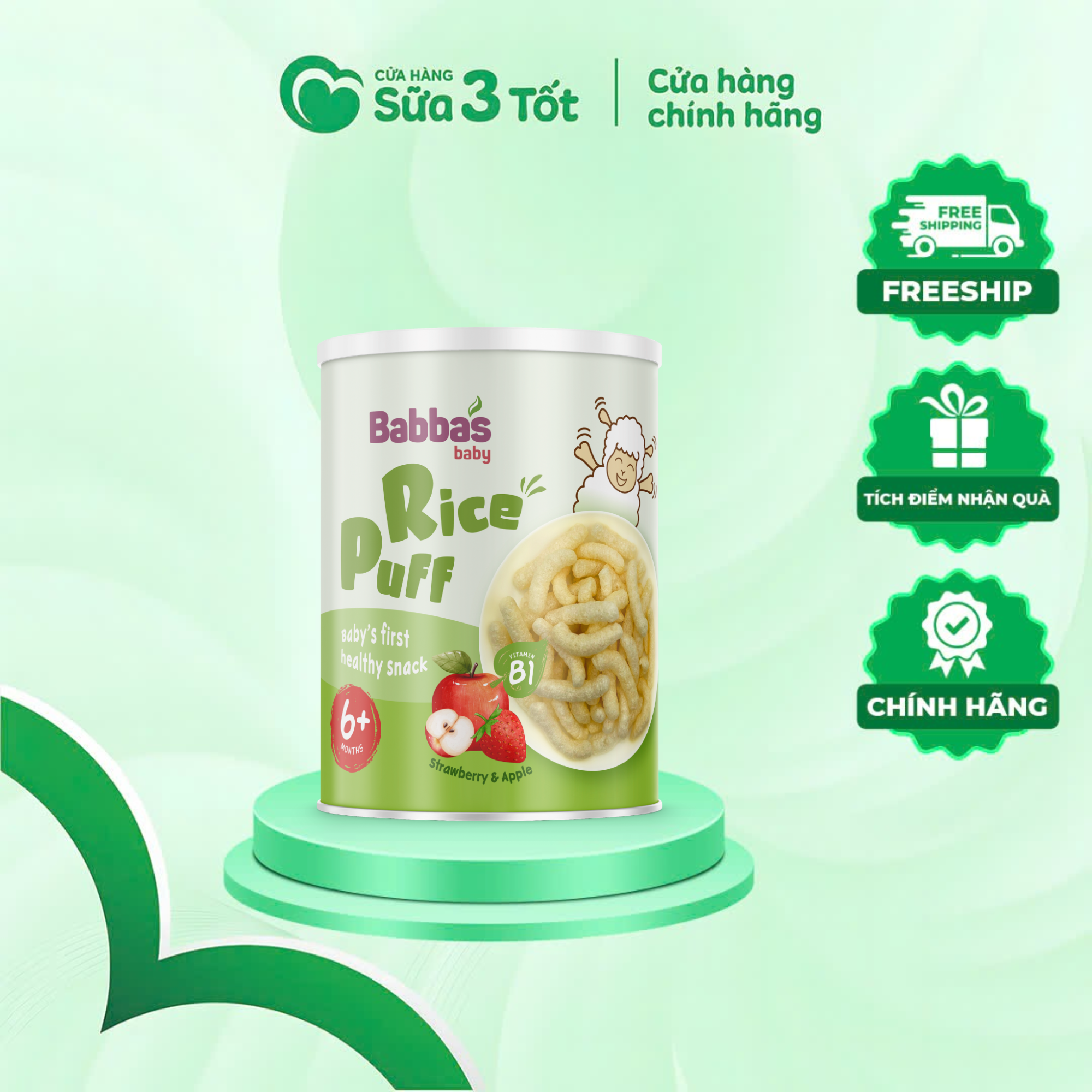Bánh Ăn Dặm Babba's Baby Vị Dâu Táo - 45G