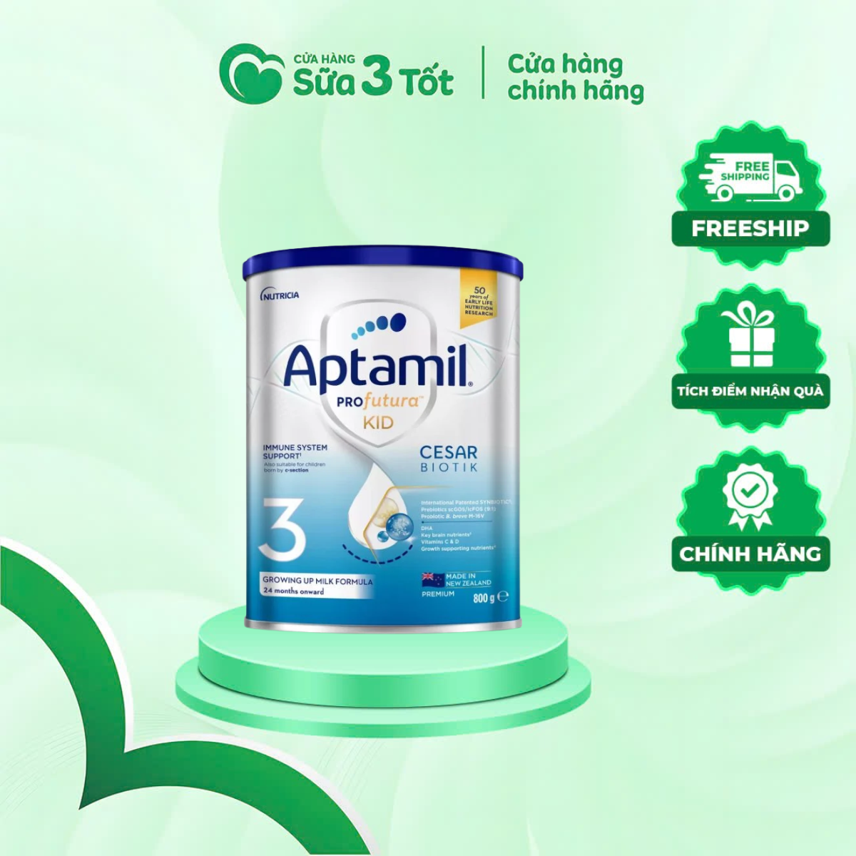 Sữa Bột Aptamil CesarBiotik Số 3 ( Từ 2 tuổi Trở Lên) - New Zealand - 800g