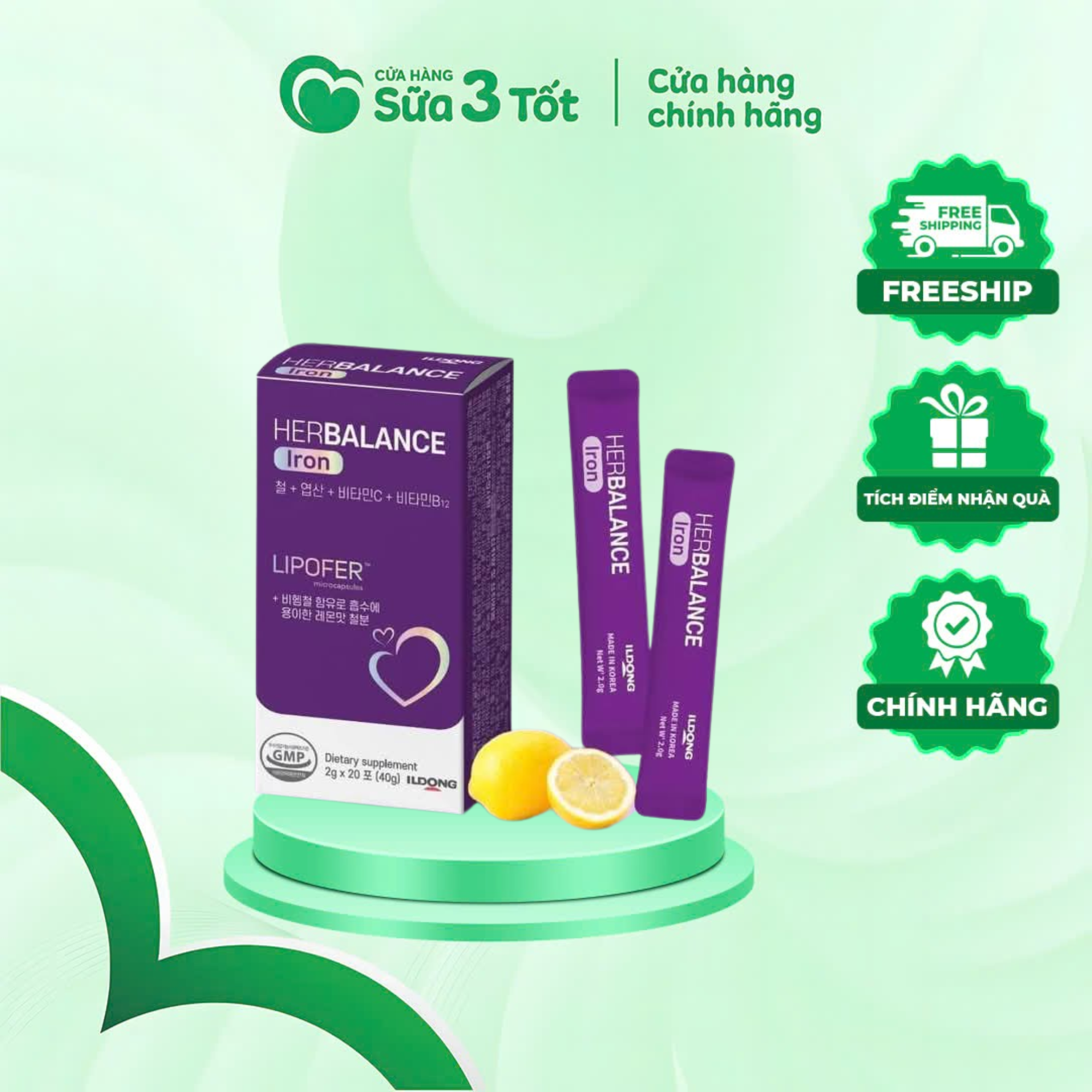 Sắt Hữu Cơ Herbalance - Hộp 20 Gói - Hàn Quốc